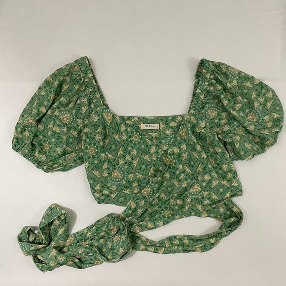 Spell Madame Peacock Sweetheart Wrap Top in Emerald Size XS - Picture 1 of 5